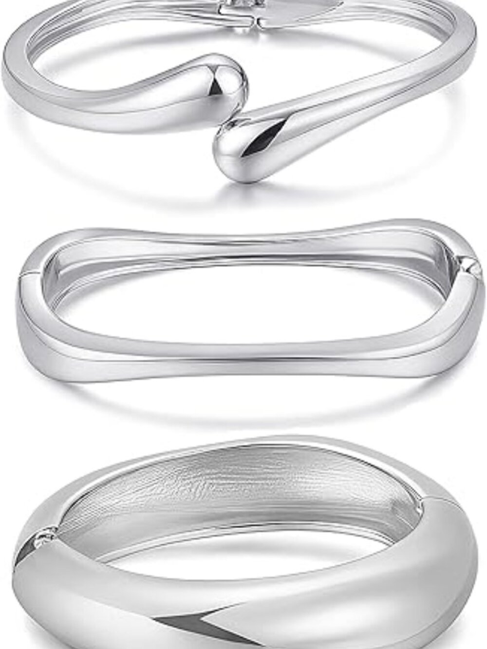 Chunky Gold Bangle‎ Bracelets Silver Bangles Set Statement Cuff - Picture 4 of 4